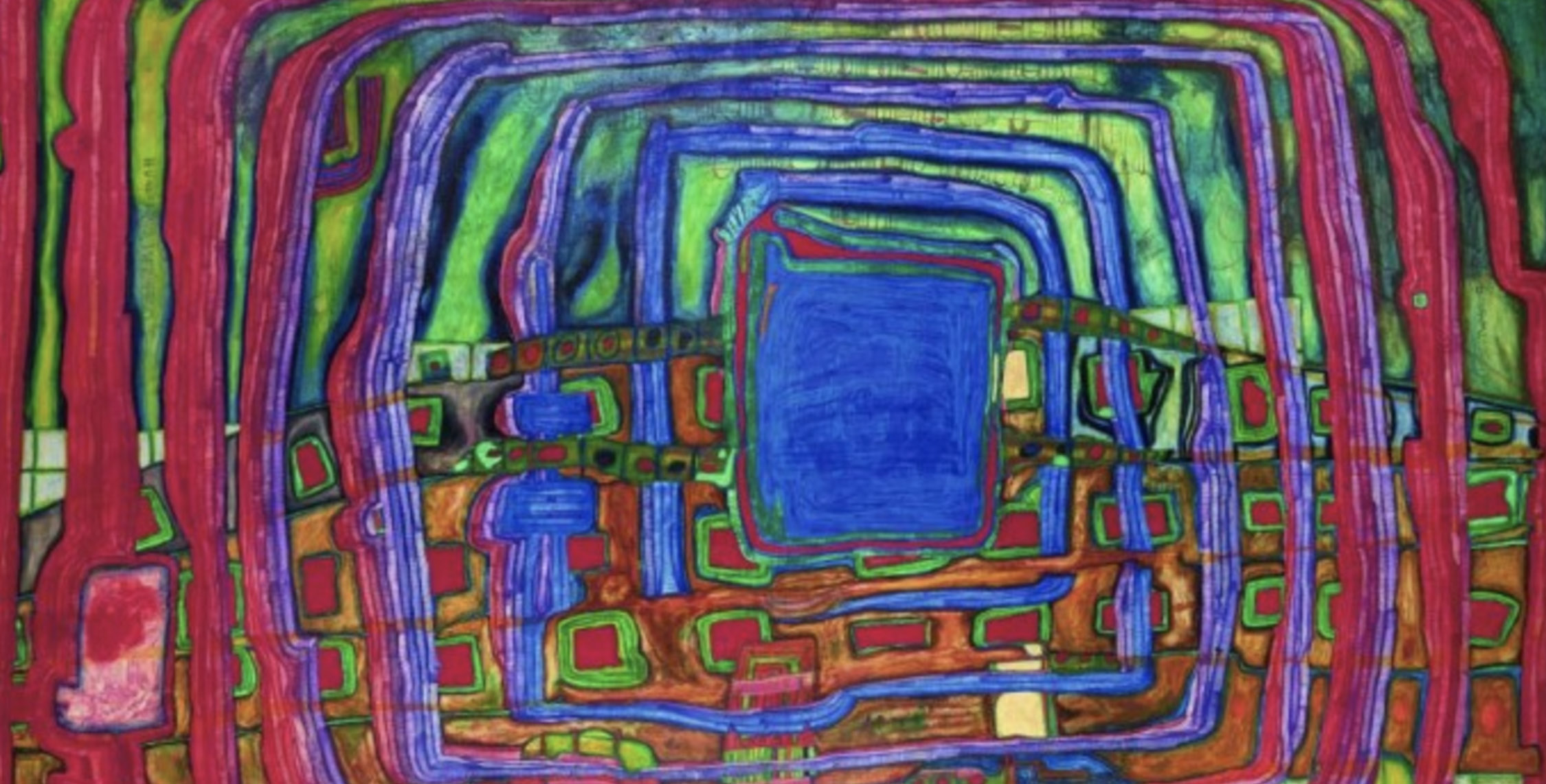 Friedensreich Hundertwasser: Le je ne sais pas encore, 1960. Si trova al KunstHausWien di Vienna.